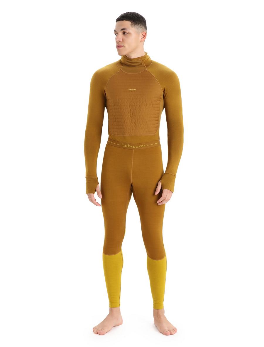 Men's Icebreaker 200 ZoneKnit™ Merino Leggings Clove / Silent Gold | CA 1827RVDW